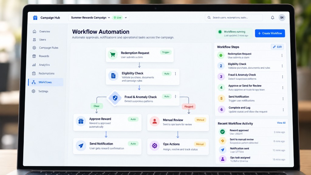 Automated campaign workflows for approvals and notifications