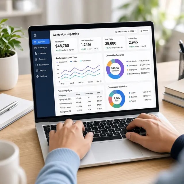 Campaign reporting dashboard used to capture reward selection context