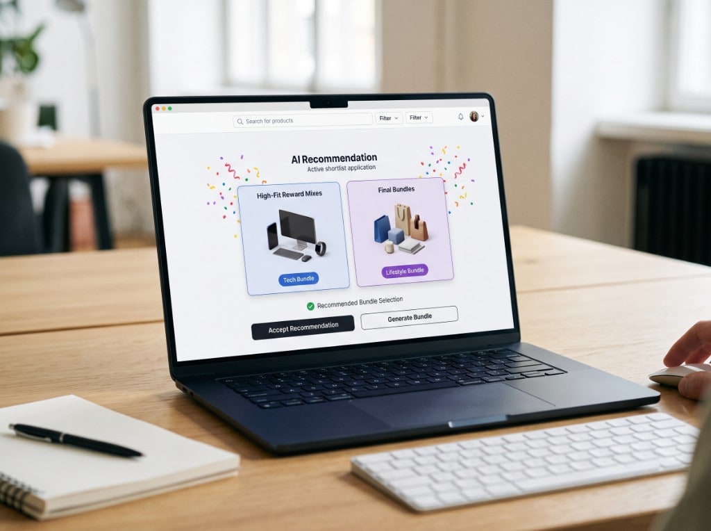 AI Recommendation screen with high-fit and lifestyle reward bundles