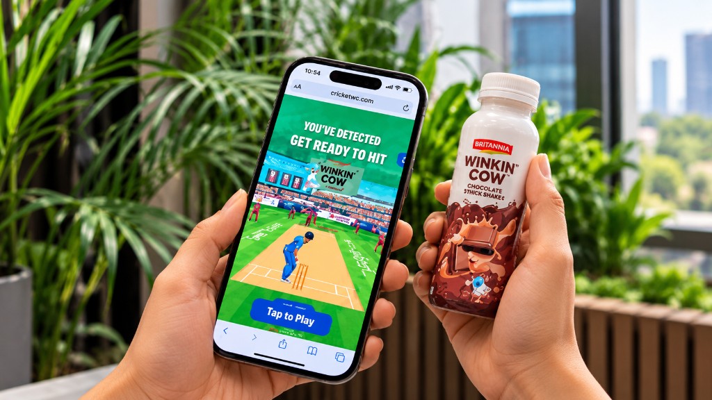Product scan unlocking a WebAR cricket experience on a phone