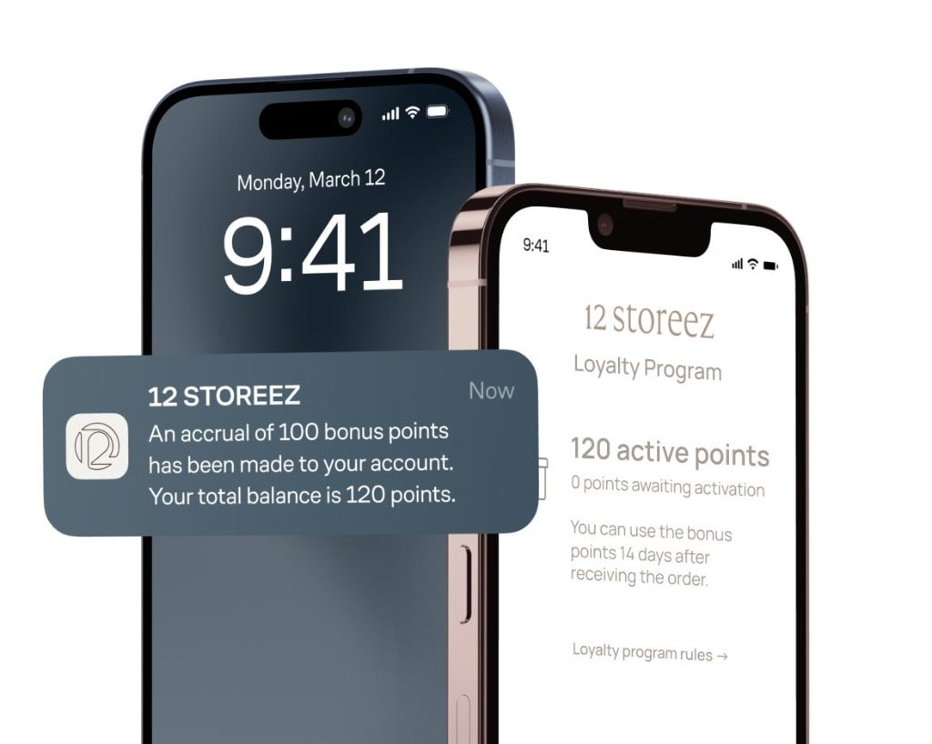 Phone notification showing bonus points accrued to a loyalty balance