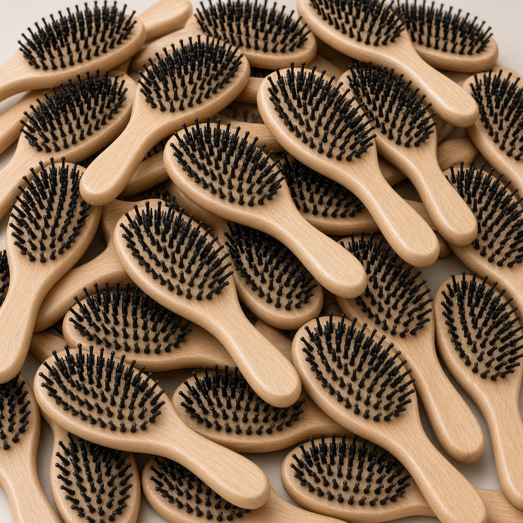 Finished wooden paddle brush premiums for the campaign concept
