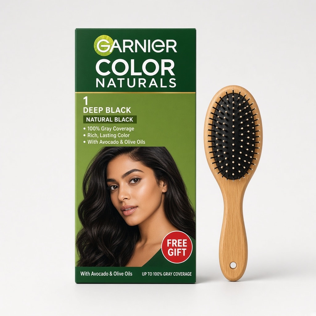Garnier Color Naturals pack with free wooden brush premium