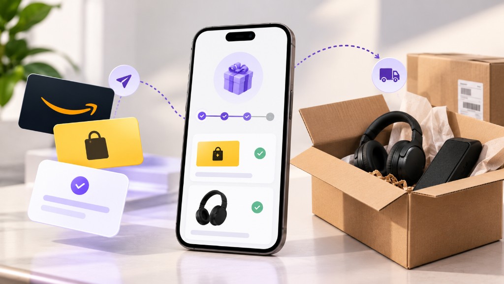 Digital reward selection flowing into physical fulfilment and delivery