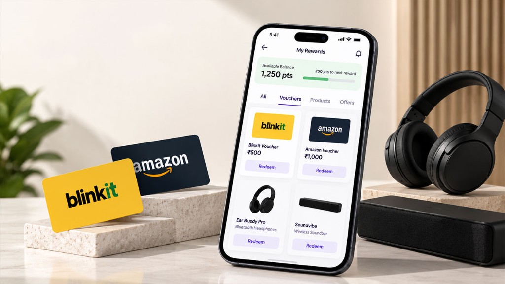 My Rewards app showing vouchers and products ready to redeem