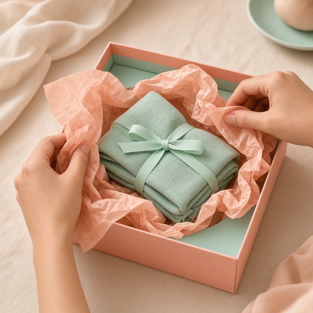 Gift with purchase merchandise being unboxed