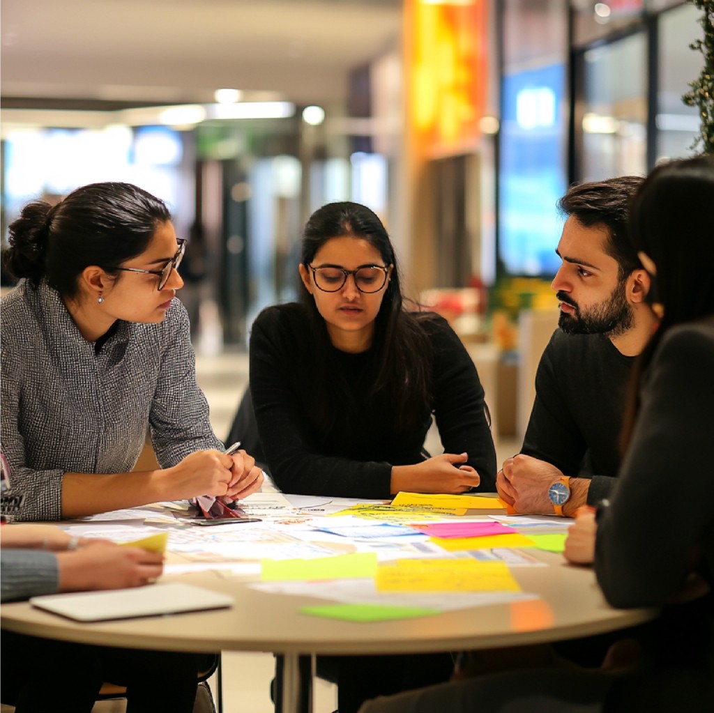 Brand team reviewing campaign insights together